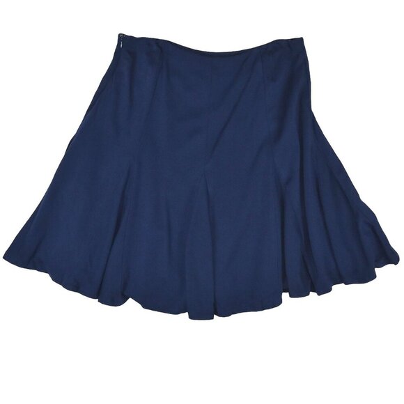 Lauren Ralph Lauren Navy Blue Flared Skirt Size 18W Rayon Blend Preppy Nautical - Picture 3 of 7